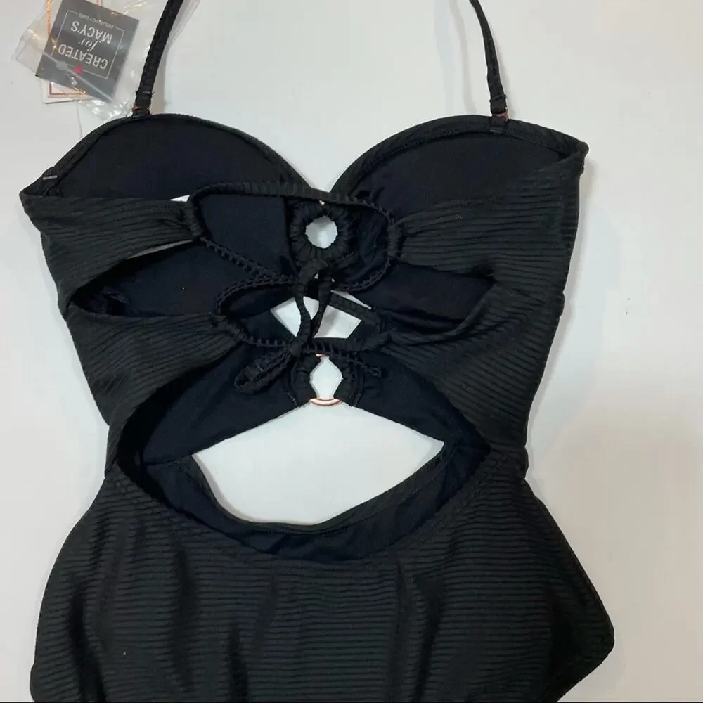 Hula Honey Black Ribbed one piece swimsuit